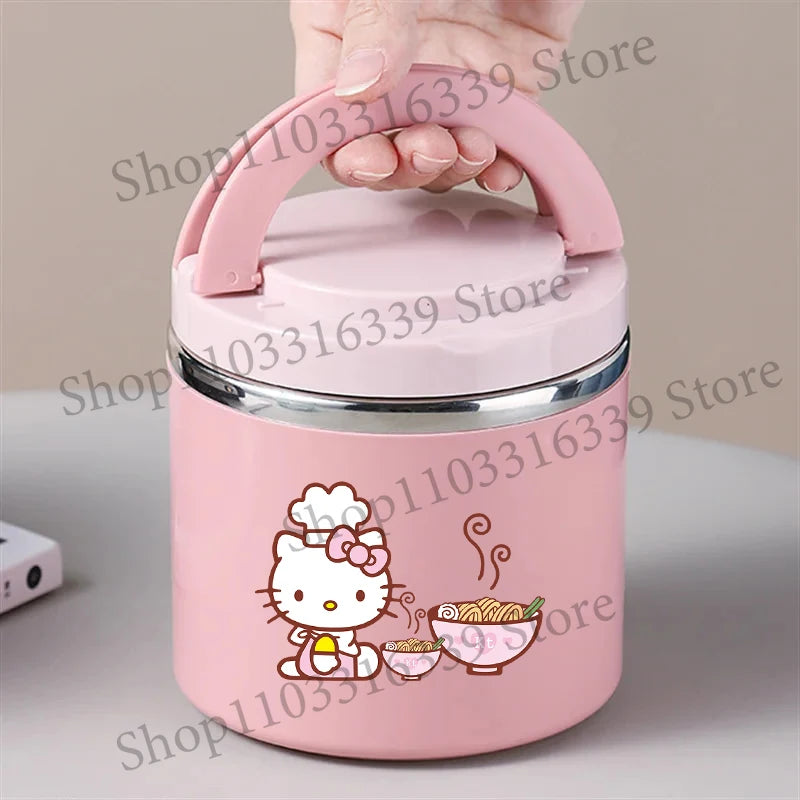 Sanrio HelloKitty Female Thermal Lunch Box Woman Bento Box Student Portable Food Container Cartoon Letter Printed Picnic Case