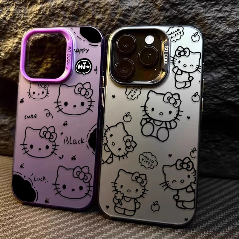 Lovely Lines Hello Kitty Phone Case for IPhone 17 16 15 14 13 12 11 Pro Max Plus 17 Air 16E X XR XS Max Shockproof Back Cover