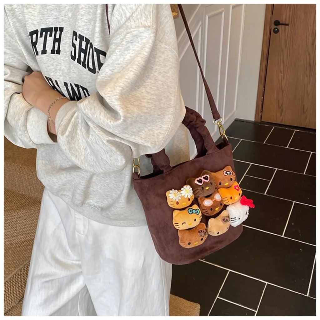 Cute Kitty Bucket Bag for Women – Fashion Crossbody Handbag for Autumn & Winter