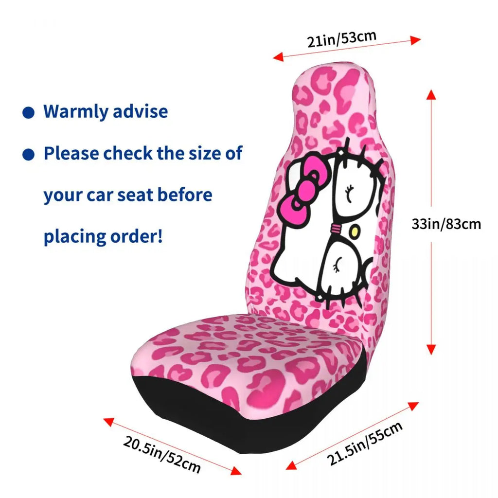 Hello Kitty Pink Leopard Car Seat Cover – Universal Four Seasons Seat Protector Cushion for Cars