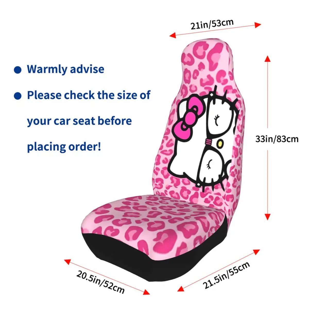 Hello Kitty Pink Leopard Car Seat Cover – Universal Four Seasons Seat Protector Cushion for Cars