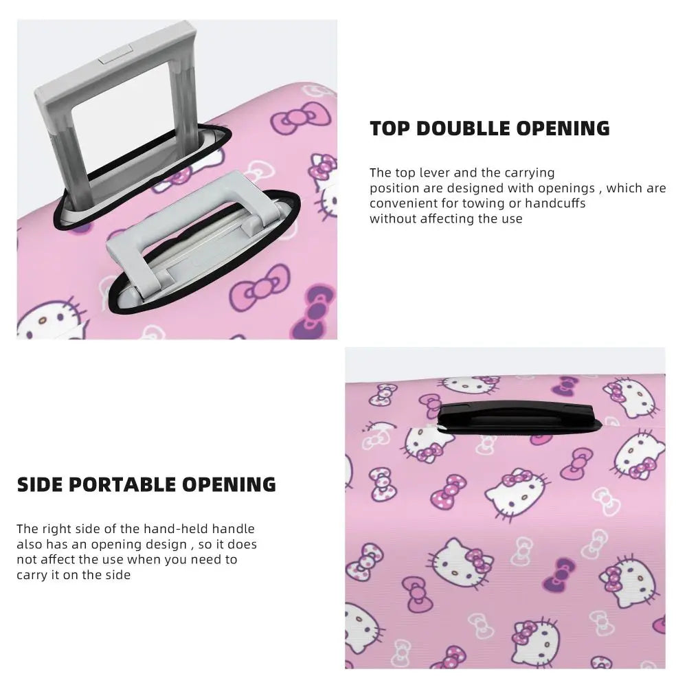 Custom Girls Kitten Classical Printing Luggage Cover Elastic Cute KT Cat Travel Suitcase Protective Covers Fits 18-32 Inch