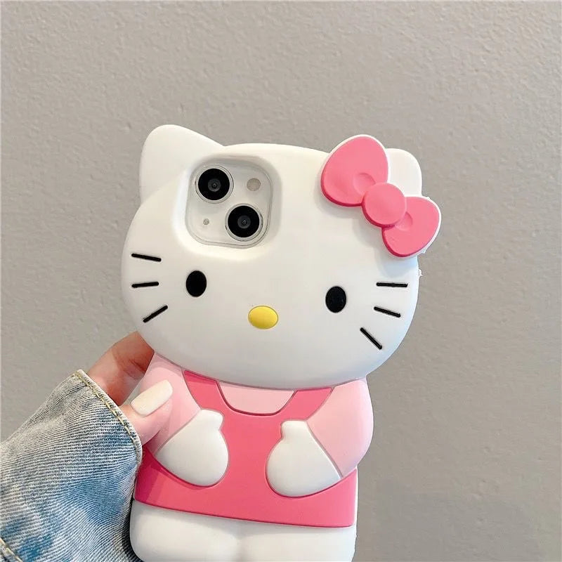 3D Candy Hello Kitty Cartoon Silicon Soft Phone Case for iPhone 17 16 15 Pro Max 14 Plus 12 Pro 13 Mini 11 7 8 X XS XR 4 5S