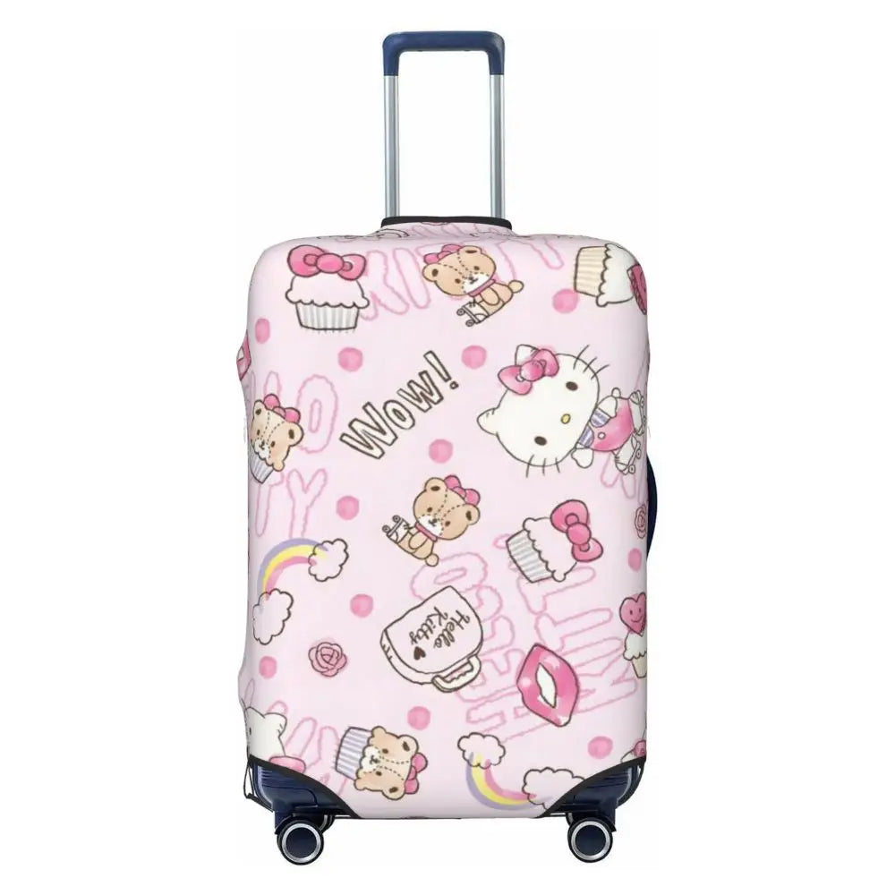 Custom Girls Kitten Classical Printing Luggage Cover Elastic Cute KT Cat Travel Suitcase Protective Covers Fits 18-32 Inch