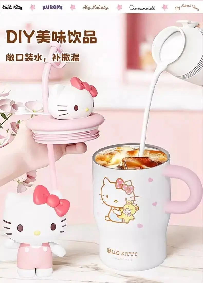 Anime Sanrio Hello Kitty Thermos Cup Cinnamoroll Girls Gift Cute Large Capacity Sippy Cup Cartoon Kawaii Lovely Student 2026