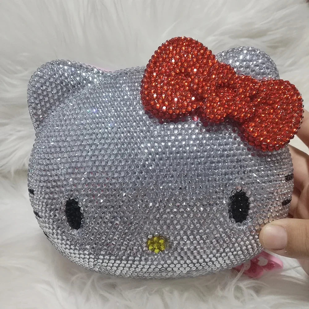 Hello Kitty Rhinestone Bling Leather Mini Bag – Cute Organizer for Earphones, Cables & Small Accessories