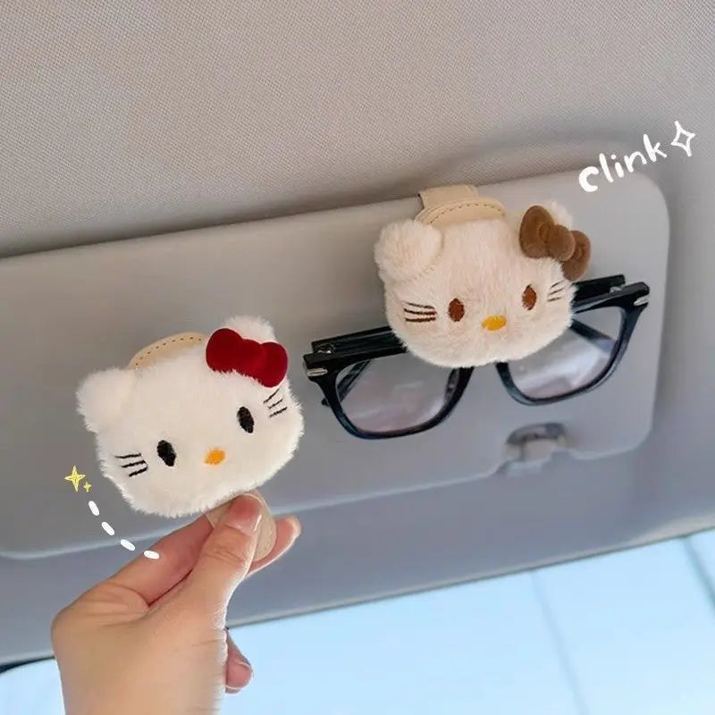 Hello Kitty & My Melody Magnetic Car Sunglasses Clip – Cute Visor Holder for Glasses Storage & Car Organization