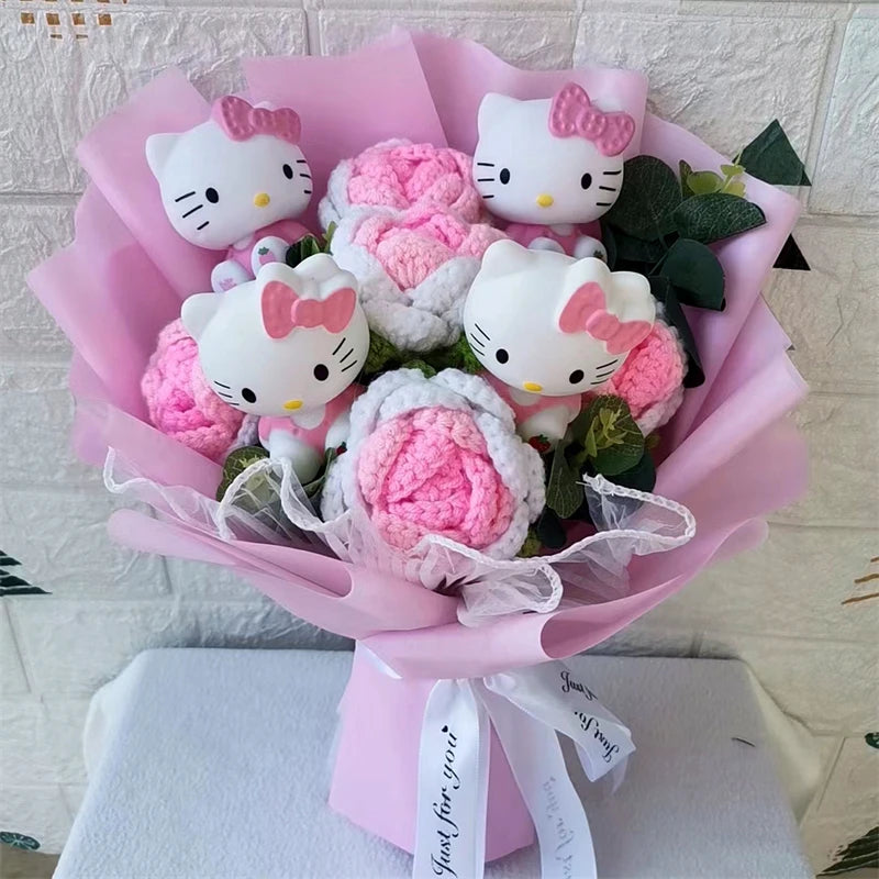 Hello Kitty Cartoon Plush Bouquet – Rose Flower Doll Arrangement for Home Decor & Gift (Valentine’s, Christmas & Wedding)