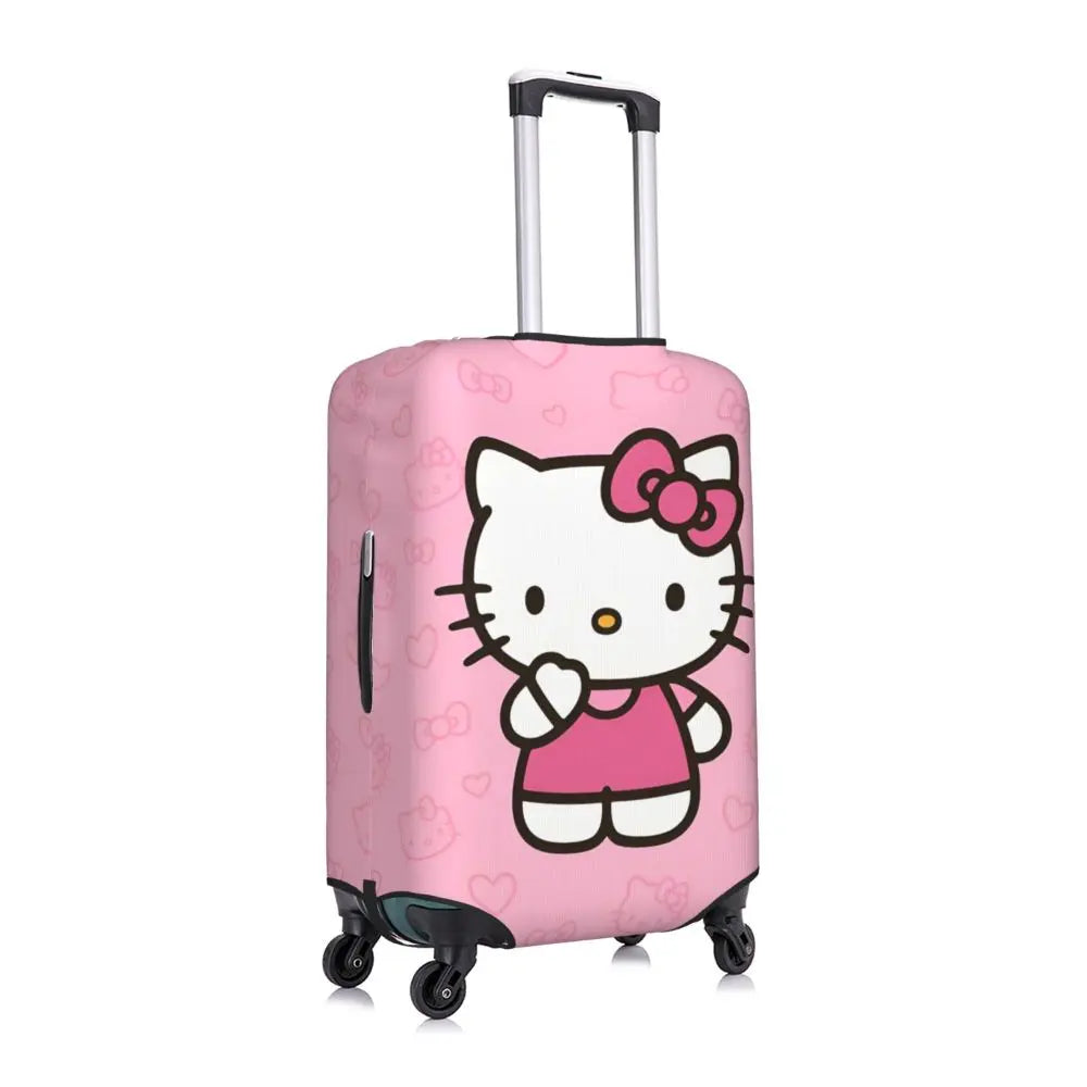Custom Girls Kitten Classical Printing Luggage Cover Elastic Cute KT Cat Travel Suitcase Protective Covers Fits 18-32 Inch