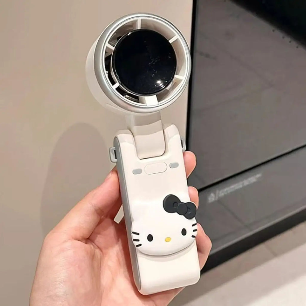 Hello Kitty USB Rechargeable Handheld Fan – Silent Portable Foldable Neck & Travel Cooling Fan