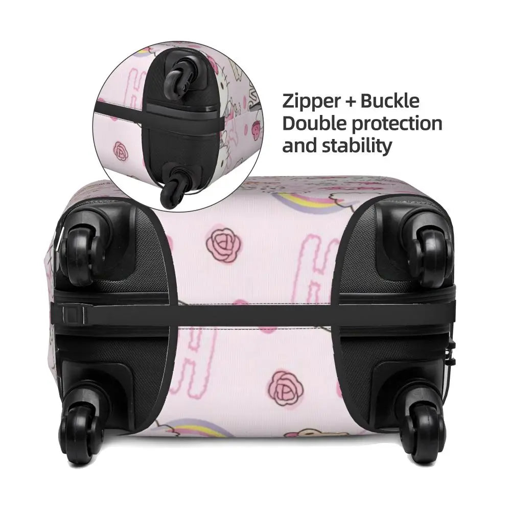 Custom Girls Kitten Classical Printing Luggage Cover Elastic Cute KT Cat Travel Suitcase Protective Covers Fits 18-32 Inch