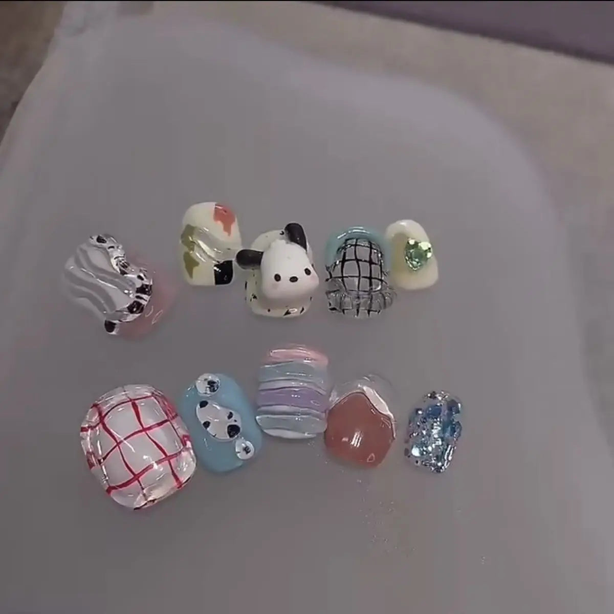 Hello Kitty Handmade Press-On Nails – Pink My Melody & Cinnamoroll Anime Nails – Detachable 3D Nail Art Decoration Set