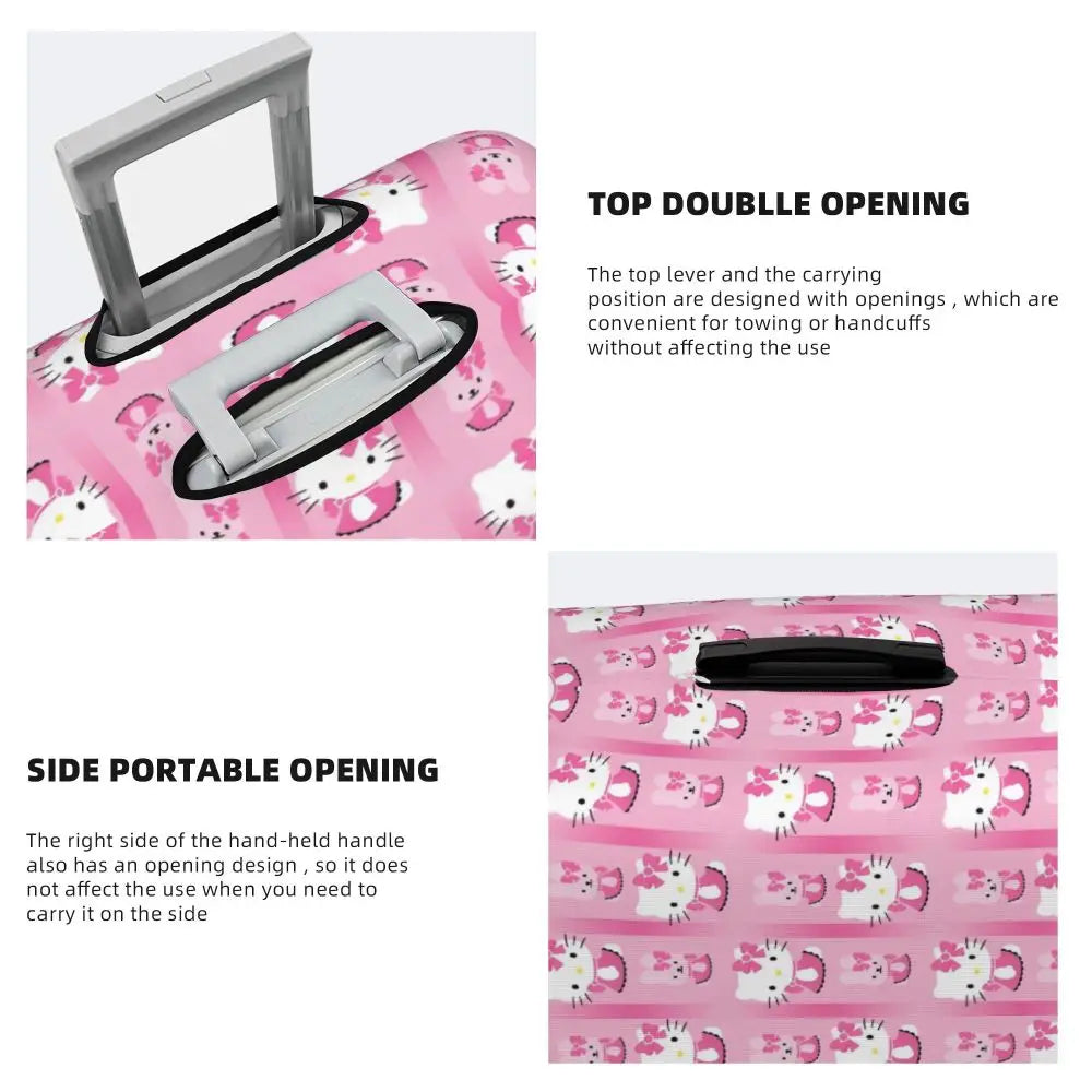 Custom Girls Kitten Classical Printing Luggage Cover Elastic Cute KT Cat Travel Suitcase Protective Covers Fits 18-32 Inch