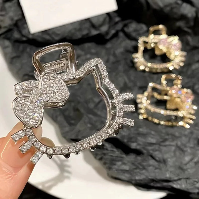 Hello Kitty Crystal Shark Hair Clip – Sparkling Rhinestone Hair Claw for Women & Girls