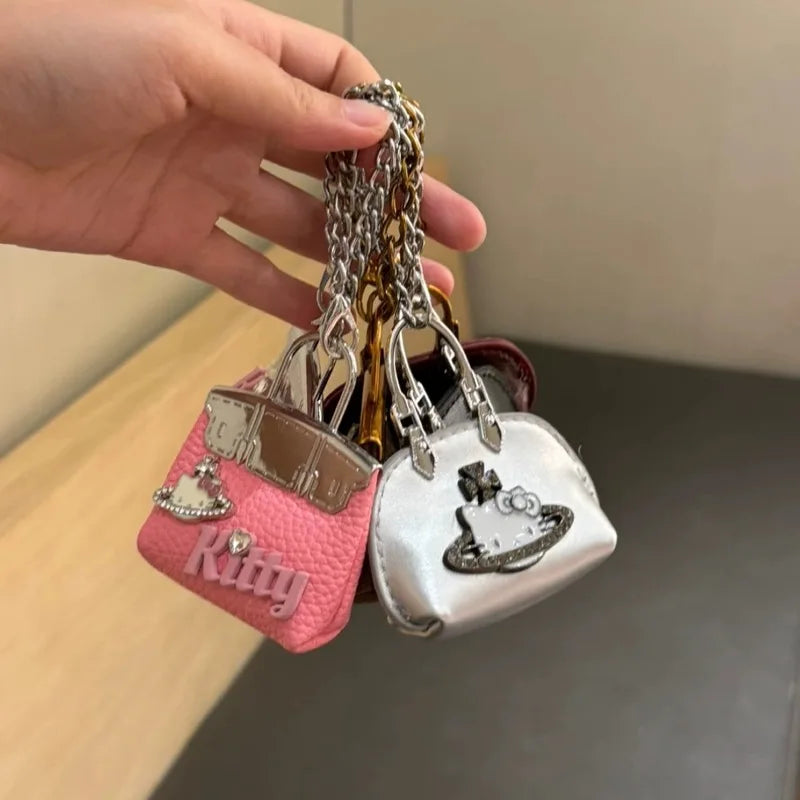 Hello Kitty Pendant Bag Charm – Cute Metal Keychain Accessory with Fashion Chain for Bags & Keys