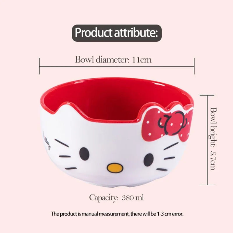 Kitty Unbreakable Kids Bowl with Large Capacity BPA-Free Dishwasher Safe Heat-Resistant Melamine Baby Tableware for Kids Adults