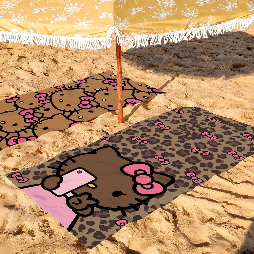 Sa H-HelloK-Kitty Leopard DarkSkinned Hottie Quick Drying Beach Towels Are Suitable For Swimming Pools Camping Yoga And The Gym