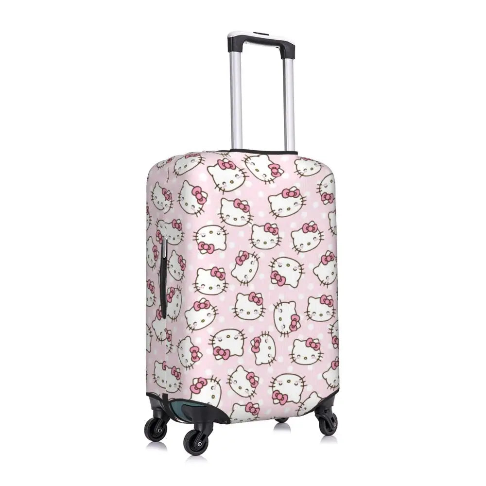 Custom Girls Kitten Classical Printing Luggage Cover Elastic Cute KT Cat Travel Suitcase Protective Covers Fits 18-32 Inch