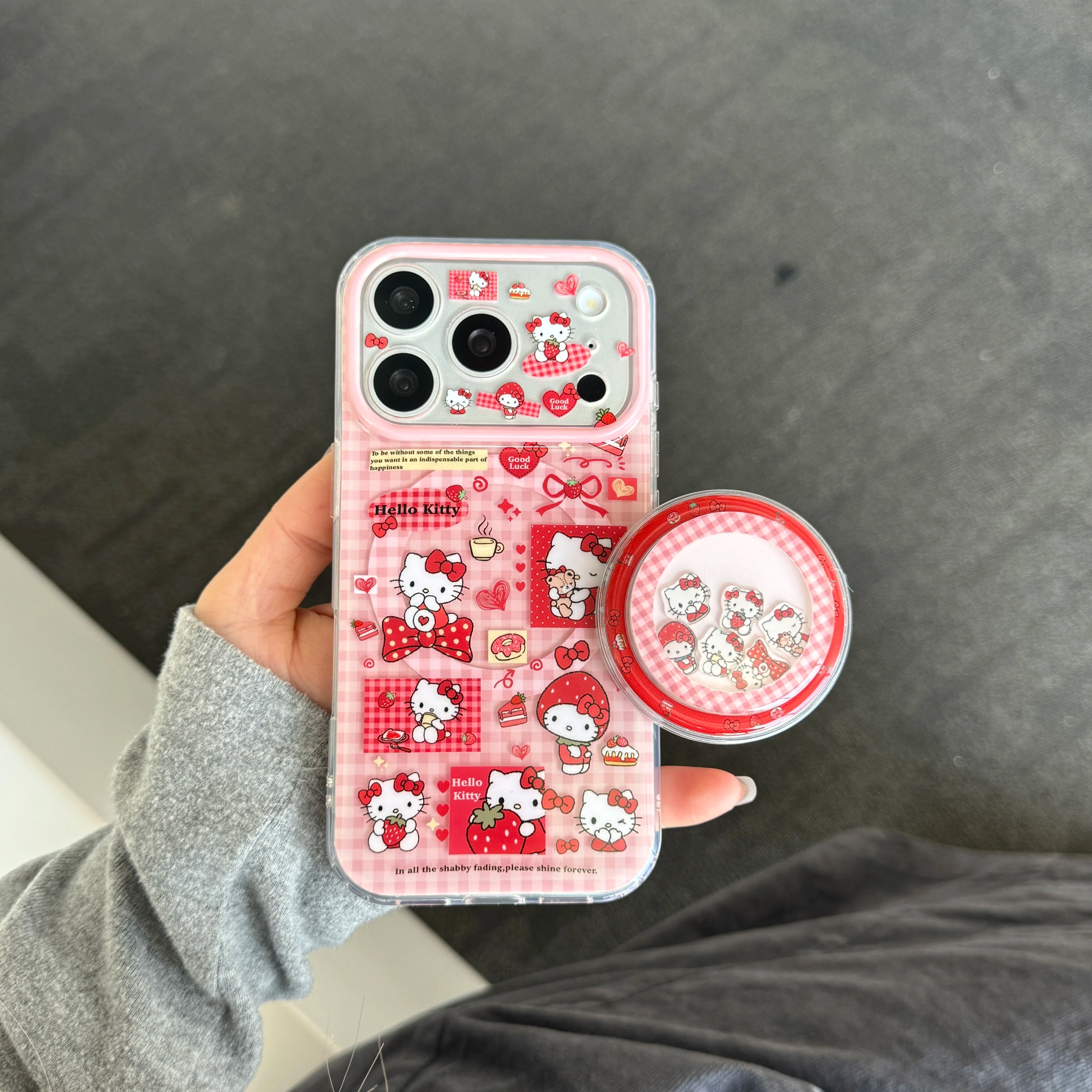 Strawberry Hello Kitty Magnetic Phone Case – Full Coverage Shockproof Protective Cover for iPhone 14, 15, 16 & 17 Pro / Pro Max