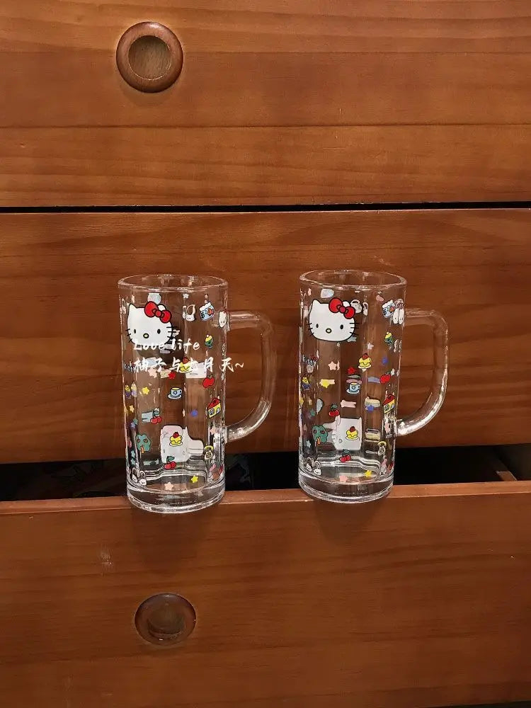 Sanrio Hello Kitty Glass Cup Yanzhijia Party Atmosphere Beer Mug Fashion Simple Cartoon Send To Friends Birthday Gift Cute 2026