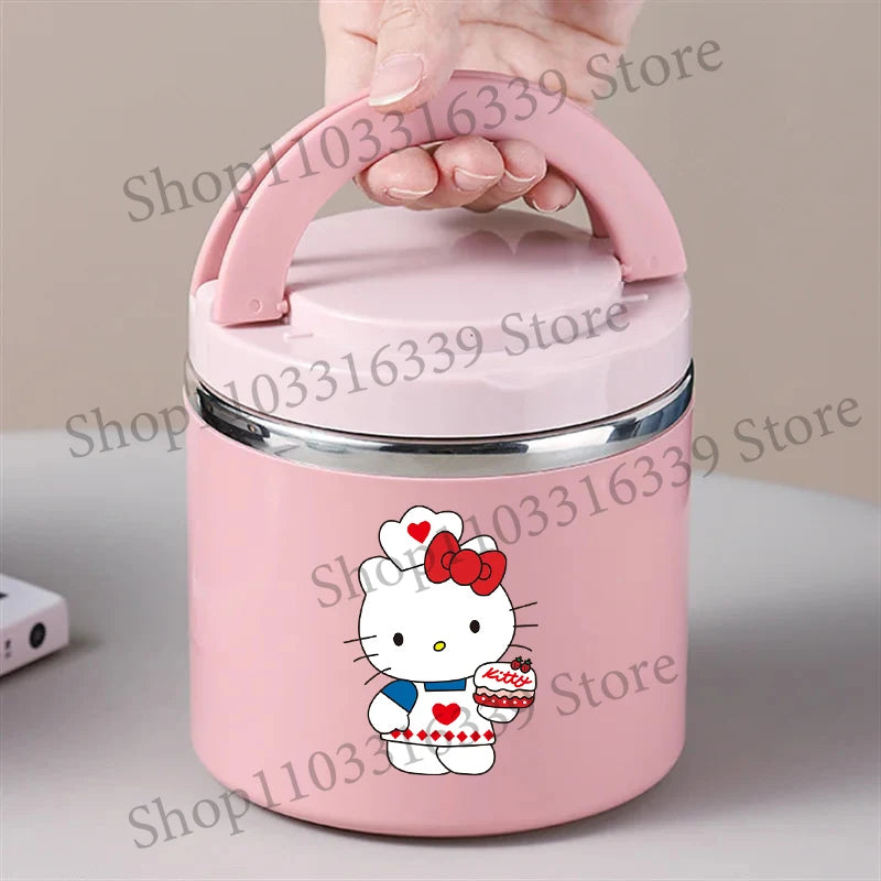 Sanrio HelloKitty Female Thermal Lunch Box Woman Bento Box Student Portable Food Container Cartoon Letter Printed Picnic Case