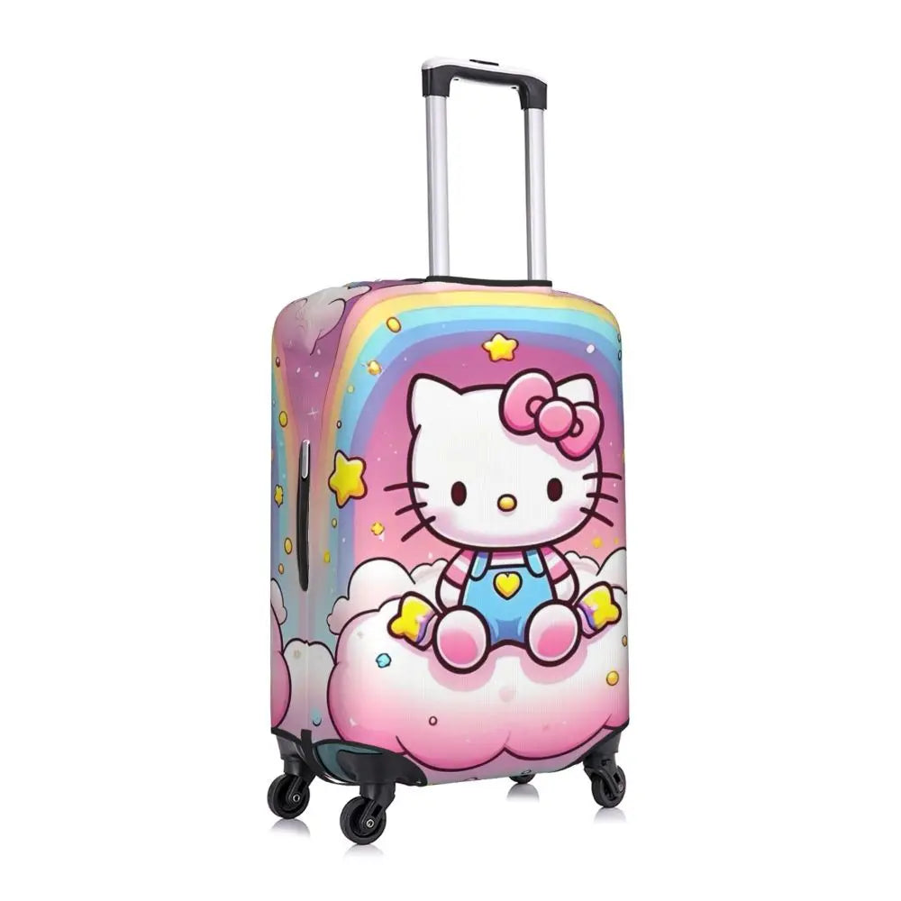 Custom Girls Kitten Classical Printing Luggage Cover Elastic Cute KT Cat Travel Suitcase Protective Covers Fits 18-32 Inch