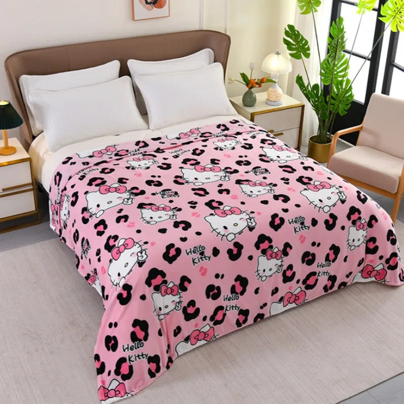 Cute Sanrio hello kitty cartoon thickened for autumn and winter snowflake fluff blanket flannel air conditioner blanket gifts