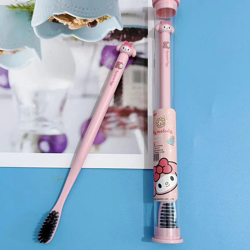 Kawaii Sanrios Widen Soft Bristle Toothbrush Eco Friendly Portable Fiber Brush for Premium Oral Hygiene Student Children Gift