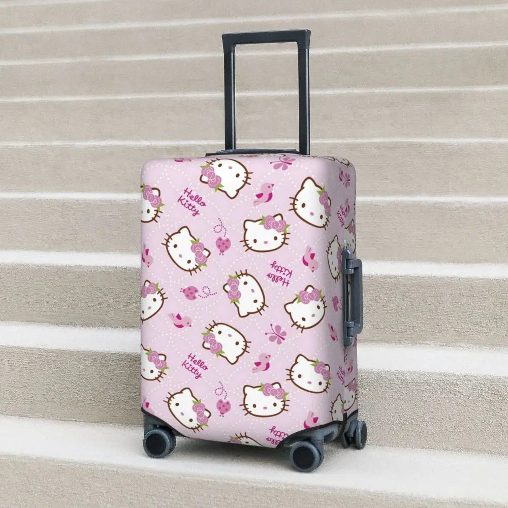 Custom Girls Kitten Classical Printing Luggage Cover Elastic Cute KT Cat Travel Suitcase Protective Covers Fits 18-32 Inch