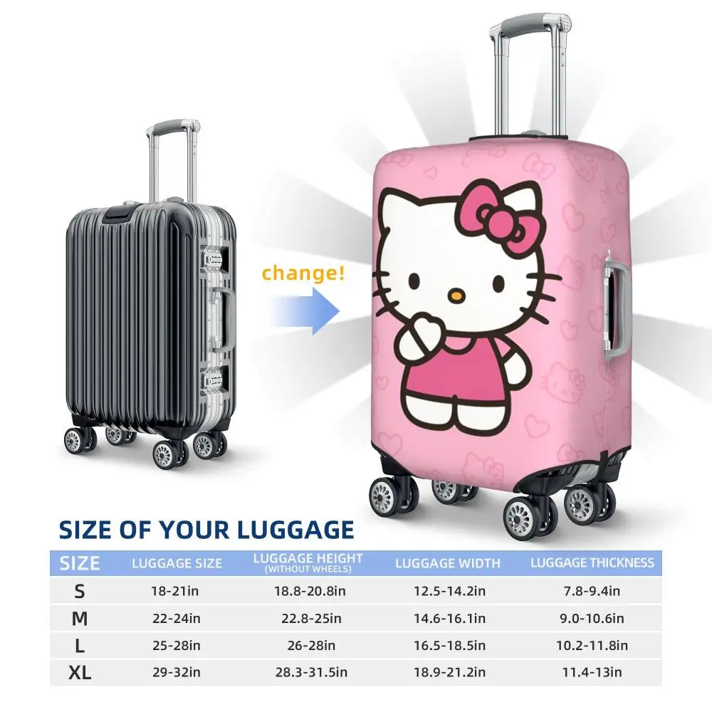 Custom Girls Kitten Classical Printing Luggage Cover Elastic Cute KT Cat Travel Suitcase Protective Covers Fits 18-32 Inch