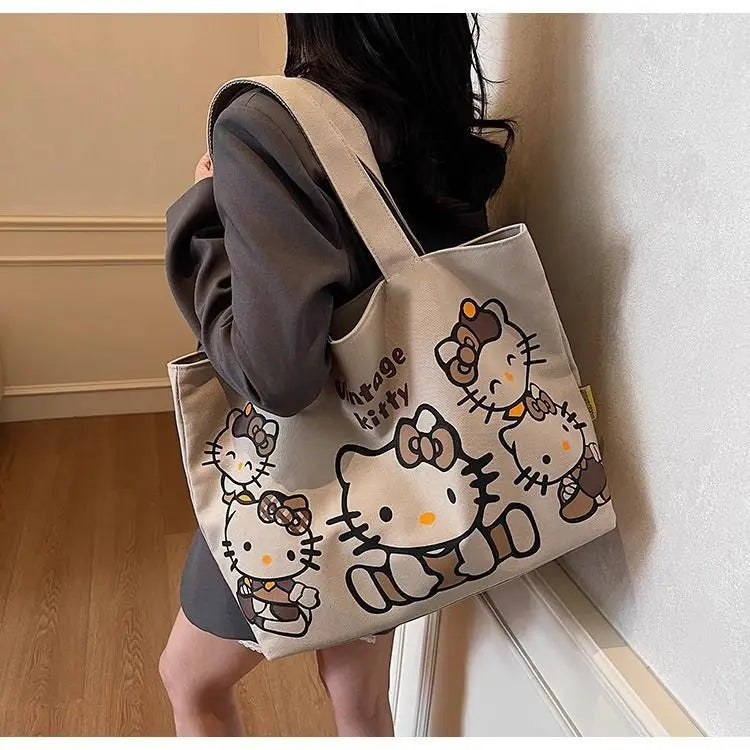 Hello Kitty Handbag Cute Cartoon Versatile Large Capacity Handbag Women Supplies Desktop Accessories Student Gift Wholesale
