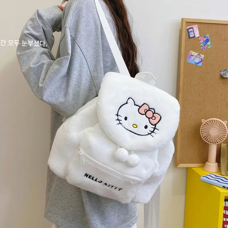 Sanrio Plush Backpack Cartoon Kuromi Melody Cute Backpack Female Sweet Backpack Doll Bag