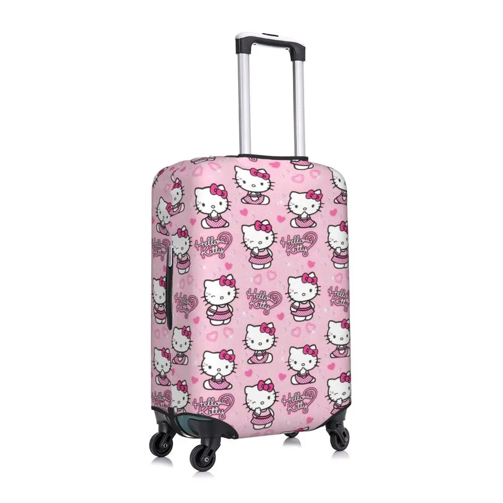 Custom Girls Kitten Classical Printing Luggage Cover Elastic Cute KT Cat Travel Suitcase Protective Covers Fits 18-32 Inch