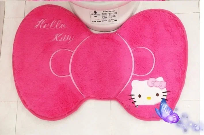 Hello Kitty 3-Piece Toilet Seat Cushion Set – Sanrio Plush Winter Bathroom Cover Set for Home Use