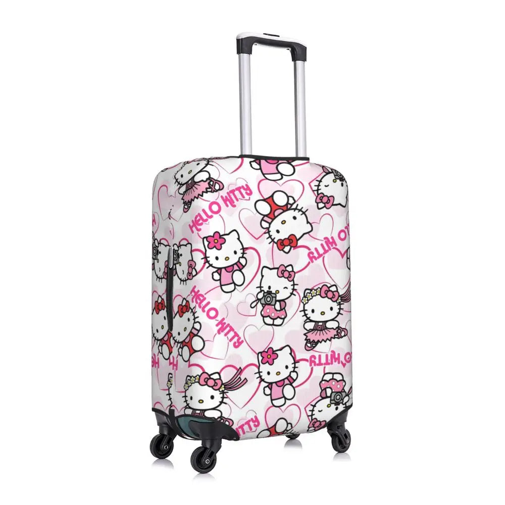 Custom Girls Kitten Classical Printing Luggage Cover Elastic Cute KT Cat Travel Suitcase Protective Covers Fits 18-32 Inch