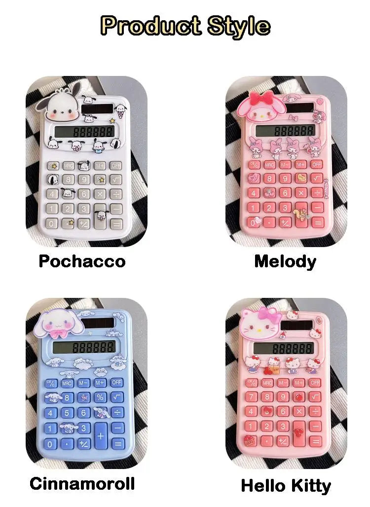 Cute Cartoon Calculator for Students Mini Portable 8-Digit Display Math Office School Supplies Accounting Tool Gift Essentials