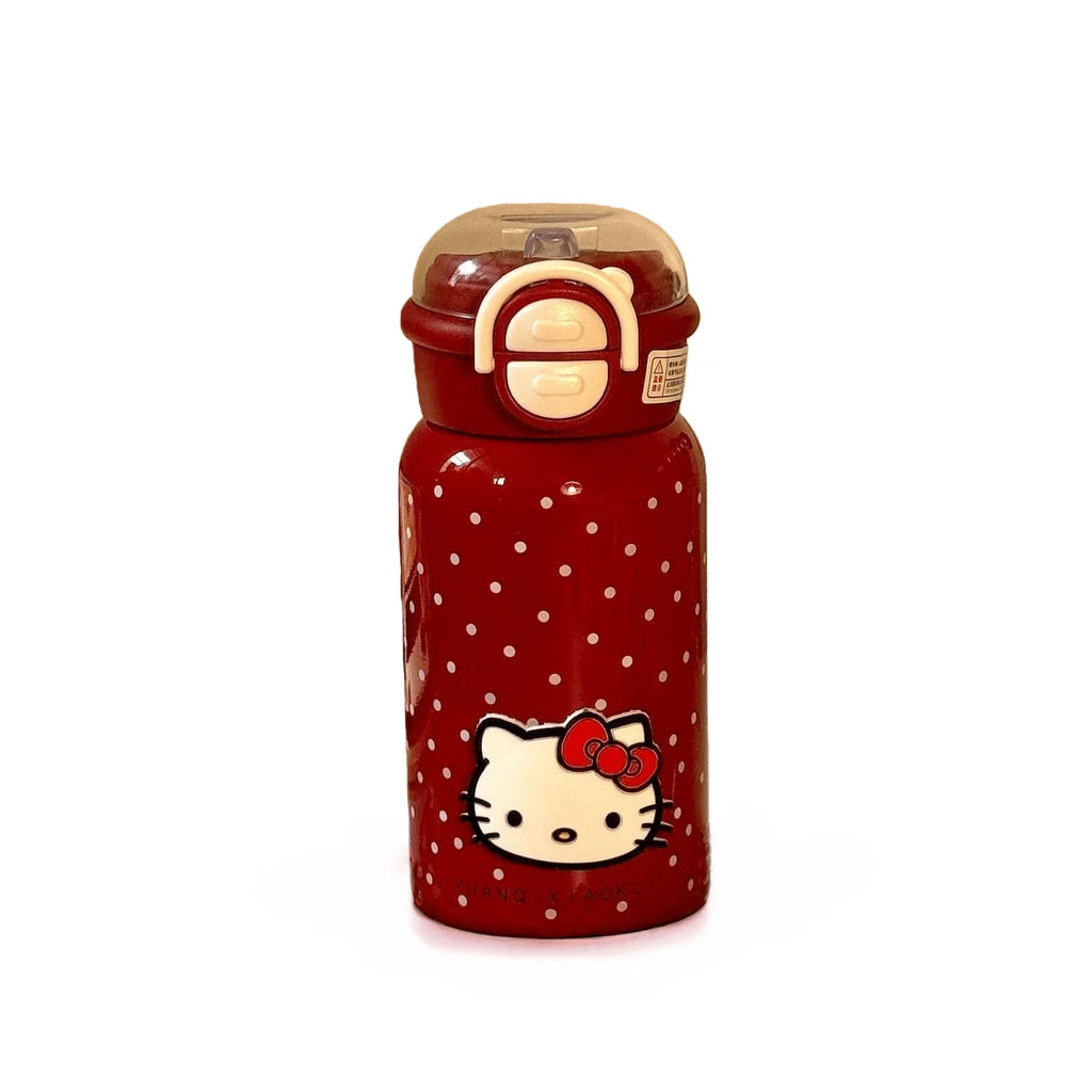Hello Kitty Retro Red Polka Dot Thermos Cup – 316 Stainless Steel Vacuum Travel Water Bottle for Students
