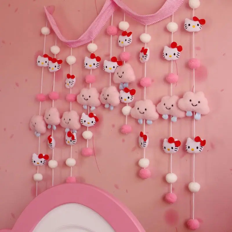 Sanrio Hello Kitty Cute Kawaii Cartoon Room Decoration Sweet Creative Animation Peripheral Partition Curtain Room Decoration