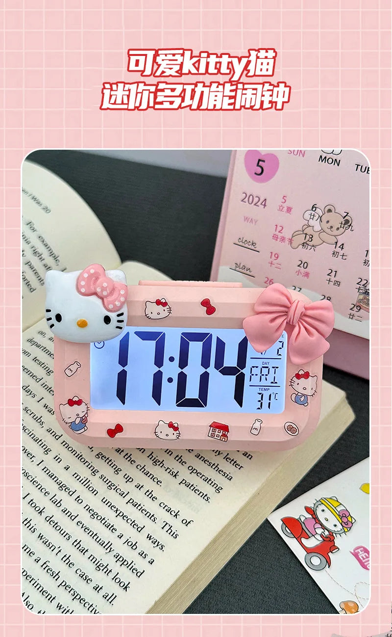 Hello Kitty Mini Night Light Alarm Clock Cute Timer Multi Functional Portable Desk Clock Birthday Gift Holiday Gift