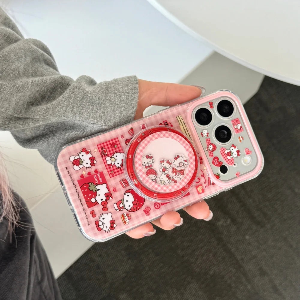 Strawberry Hello Kitty Magnetic Phone Case – Full Coverage Shockproof Protective Cover for iPhone 14, 15, 16 & 17 Pro / Pro Max