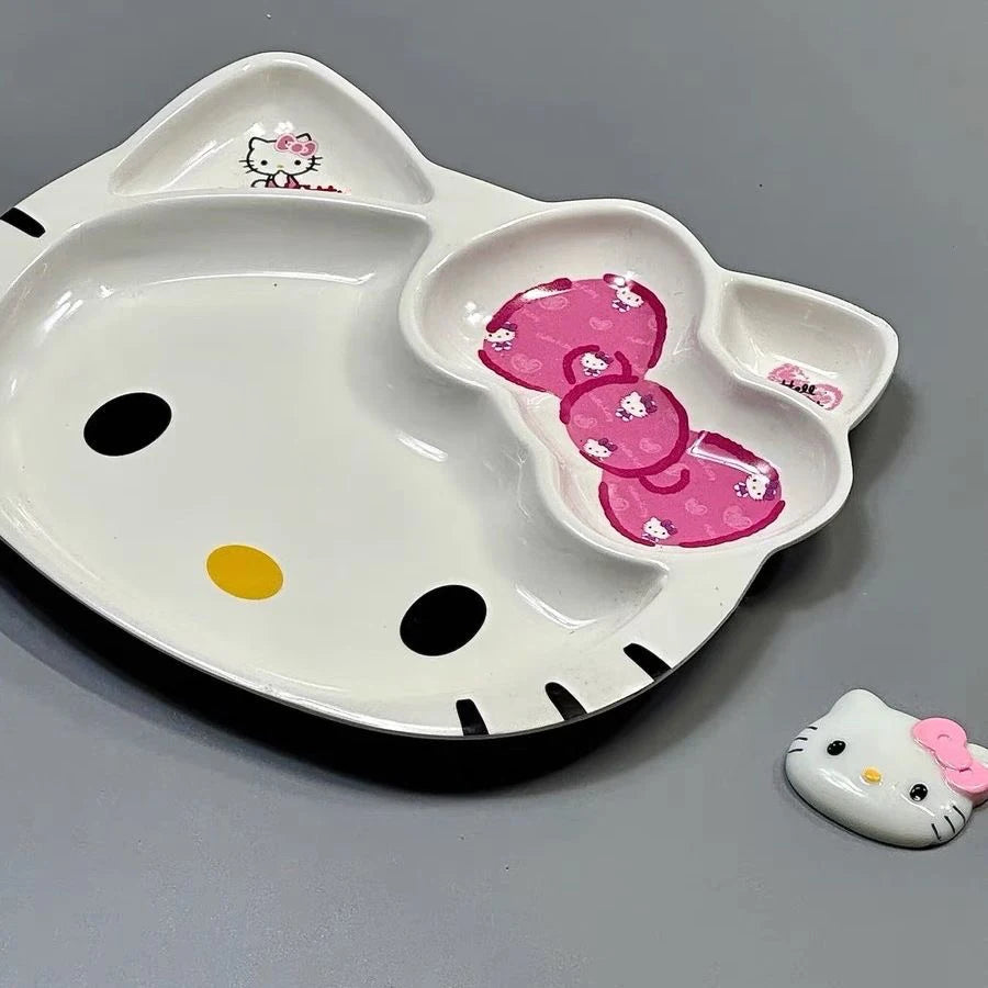 Kawaii HelloKitty Cartoon Cute Creative Girl Simple Ceramics Dipping Plate Personalized Anime Household Small Snacks Plate