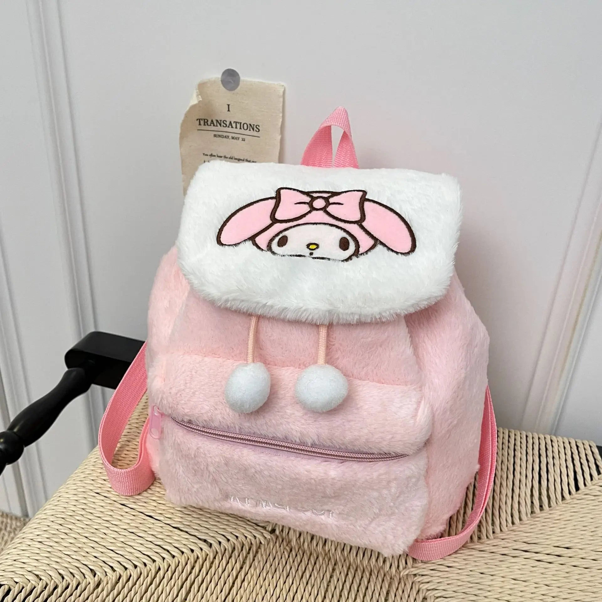Sanrio Plush Backpack Cartoon Kuromi Melody Cute Backpack Female Sweet Backpack Doll Bag