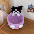 Hello Kitty Kuromi Woven Storage Basket Desktop Clutter Receiver Creative Dopamine Snack Basket Household Cosmetics Storage Box