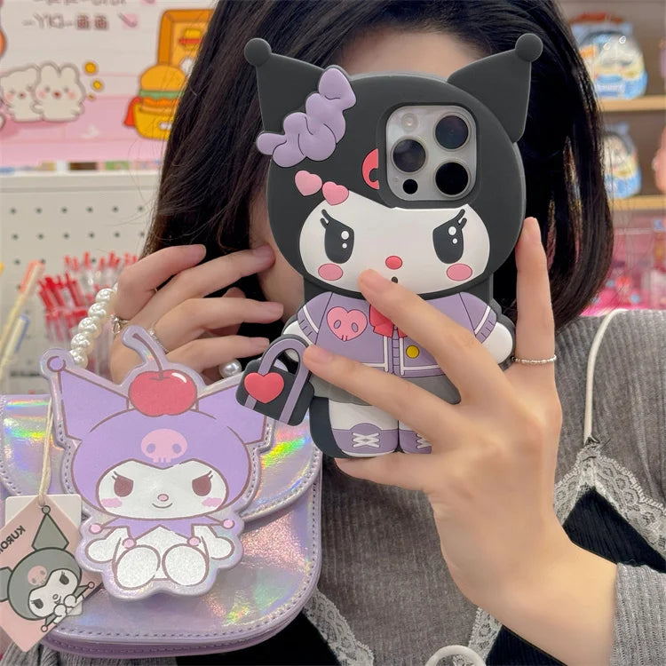 Handbag KT Kuromi For iPhone 17 16 15 14 13 12 11 Pro Max Silicone Soft Cover Case