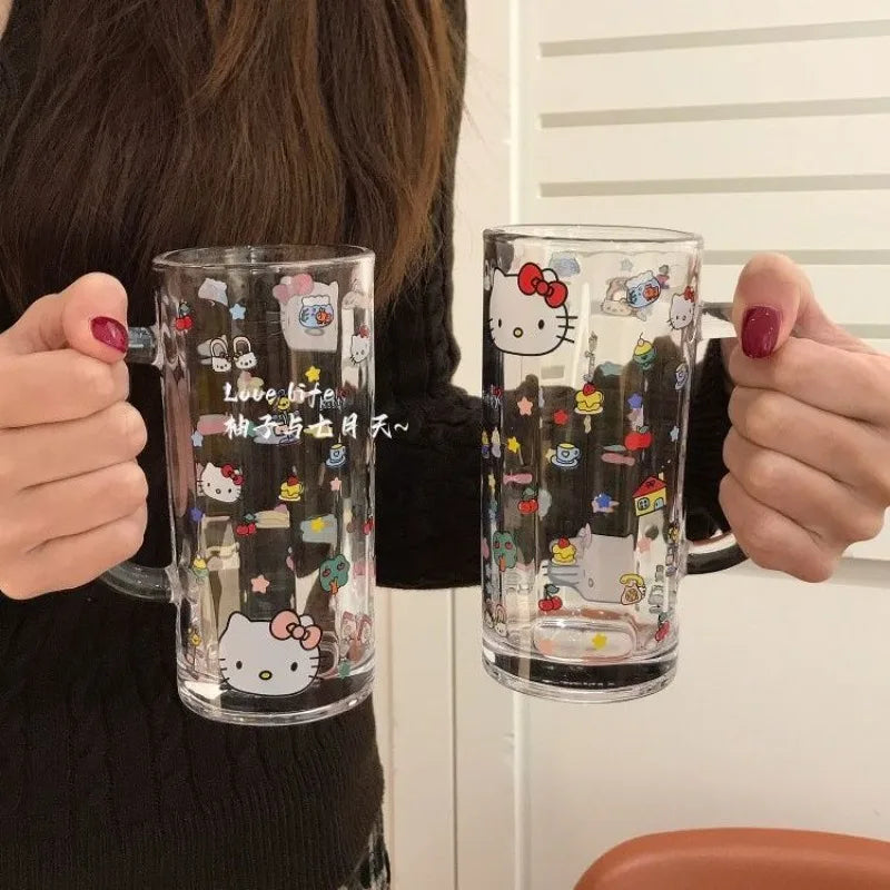 Sanrio Hello Kitty Glass Cup Yanzhijia Party Atmosphere Beer Mug Fashion Simple Cartoon Send To Friends Birthday Gift Cute 2026
