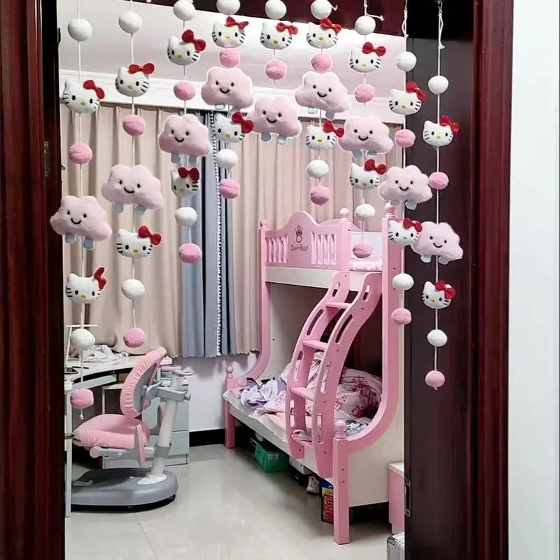 Sanrio Hello Kitty Cute Kawaii Cartoon Room Decoration Sweet Creative Animation Peripheral Partition Curtain Room Decoration