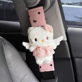 Hello Kitty Plush Seat Belt Shoulder Cover – Cute Cartoon Car Seat Belt Protector Cushion for Travel Comfort