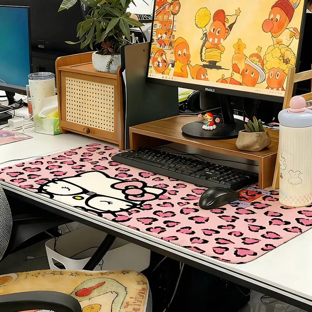 Kawaii Cartoon-H-hello-K-kittyS Cute Mouse Pad Computer Mat Deskpad Laptop Keyboard Mat Office Large Landscape Mousepad