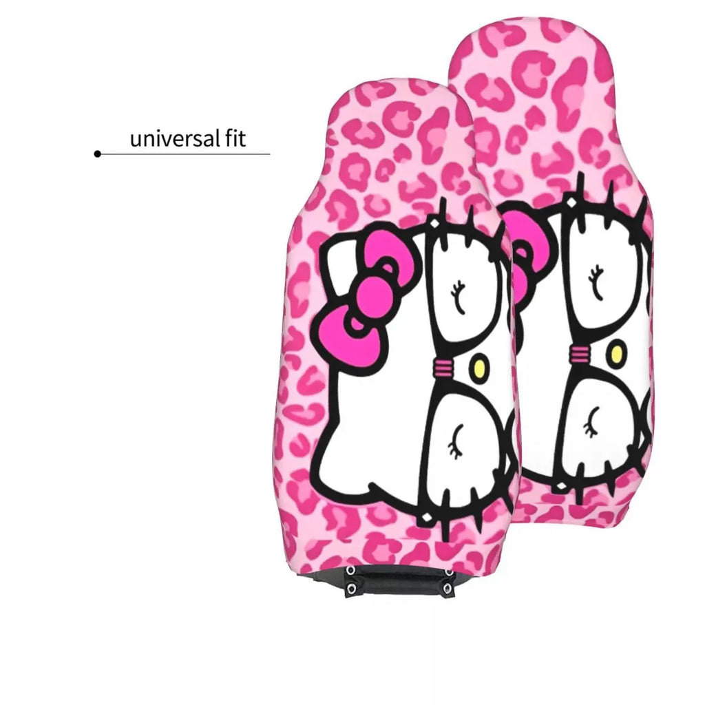 Hello Kitty Pink Leopard Car Seat Cover – Universal Four Seasons Seat Protector Cushion for Cars