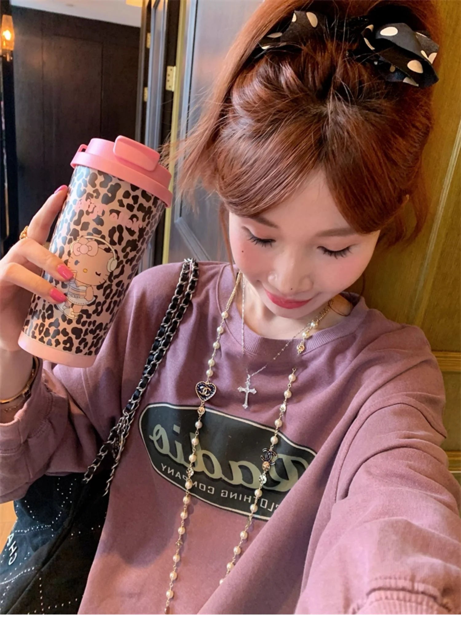 Cartoon Leopard HelloKitty Mug Stainless Steel Student Straw Double-drinking Large-capacity Coffee Cup Lovely Birthday Gift